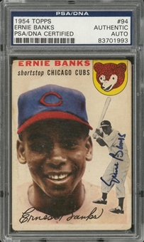 1954 Topps #94 Ernie Banks Signed Rookie Card – PSA/DNA Authentic